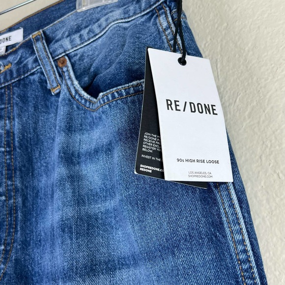 NWT Re/Done 90's High Rise Loose Jeans Washed Indigo with Rips Size 29 - Picture 5 of 6